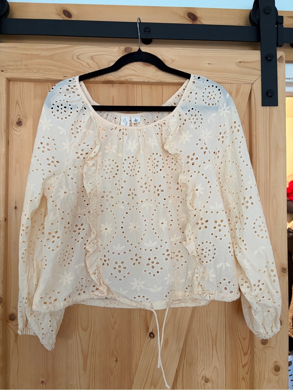 Joie Cream Eyelet Ruffle Blouse